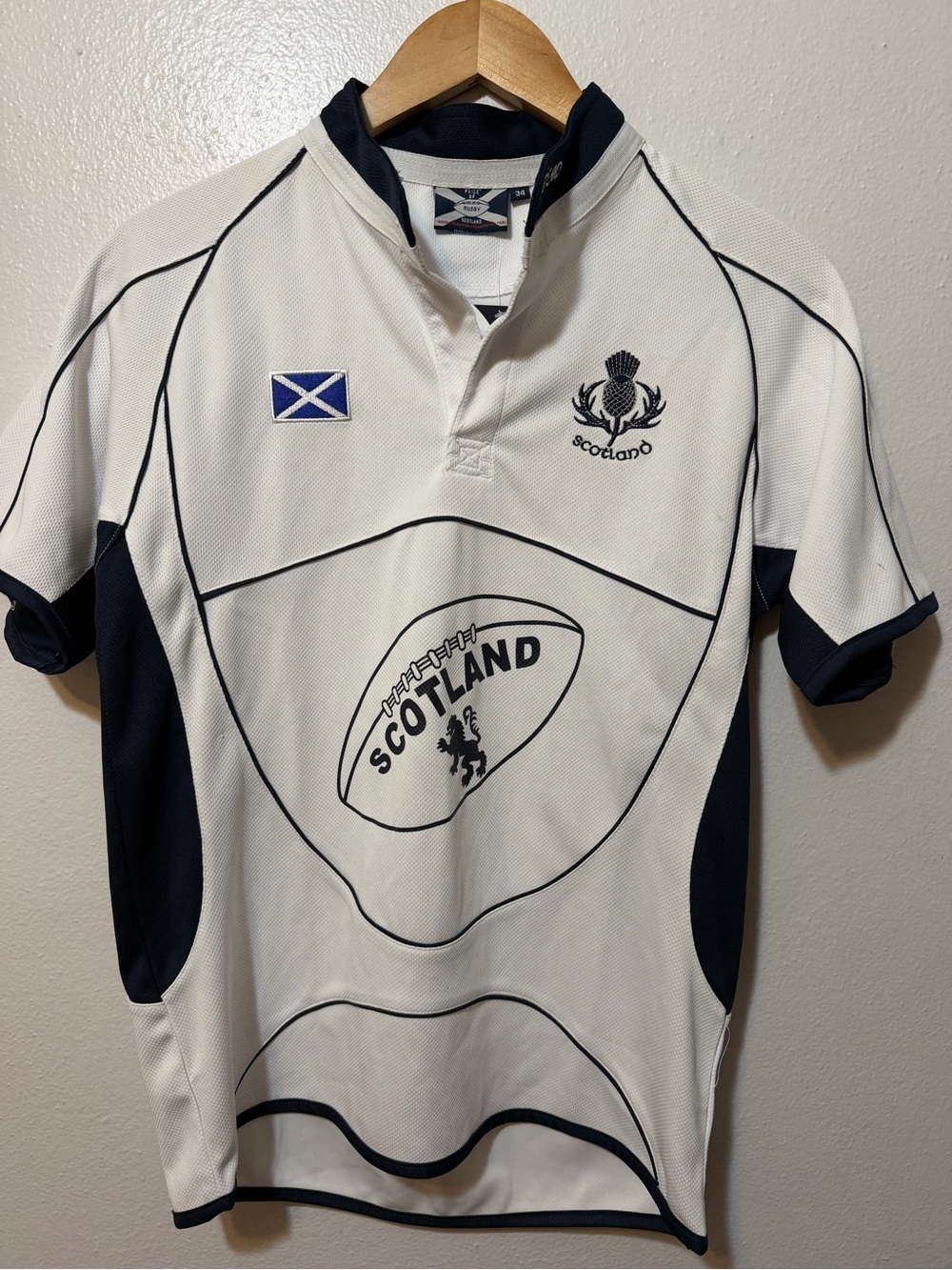 VINTAGE Pride of Scotland Rugby Scotland White Rugby Jersey Size S 2K, deadstock